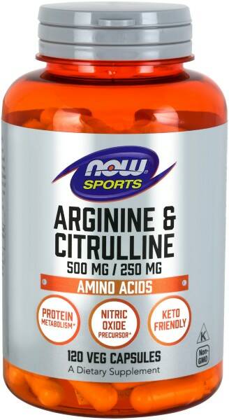 NOW Arginine 500 & Citrulline 250, 120 капс. 