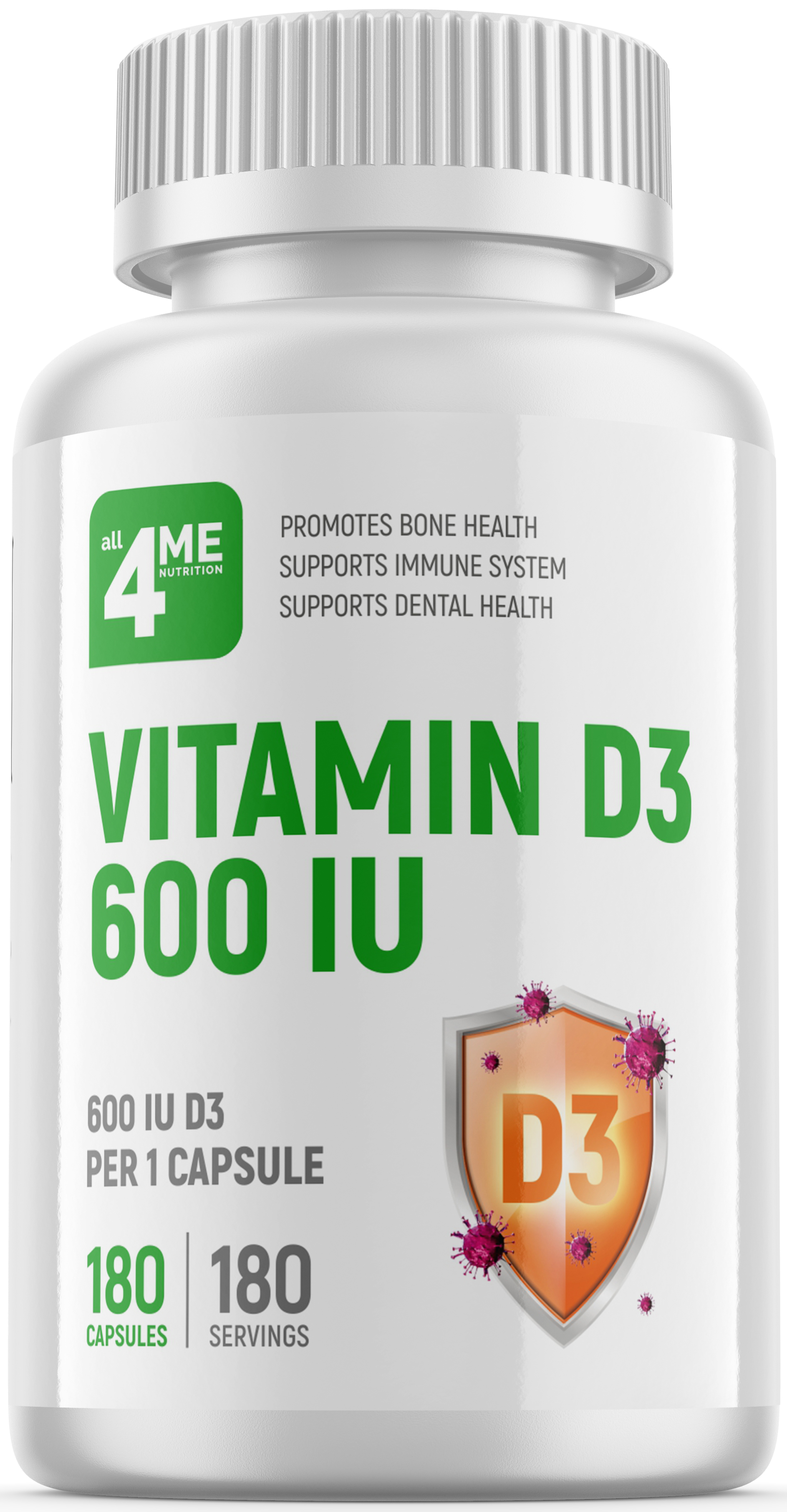 4Me Nutrition Vitamin D3 600 IU, 180 капс. 