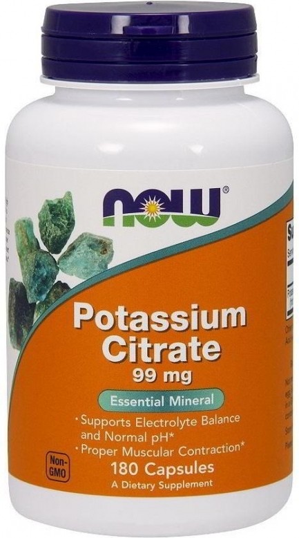 NOW Potassium Citrate, 180 капс. 